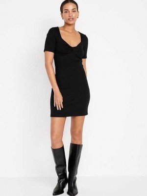 Old Navy Twist-Front Rib-Knit Mini Dress Blackjack | HKT531986