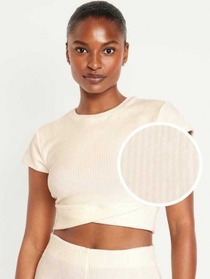 Old Navy Ultra-Cropped Velour Performance Top Creme De La Creme | PMA749165