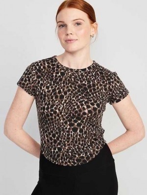 Old Navy UltraLite Cropped Rib-Knit T-Shirt Black Leopard | PRY219468