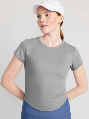 Old Navy UltraLite Cropped Rib-Knit T-Shirt Cinder Smoke | MQS390258