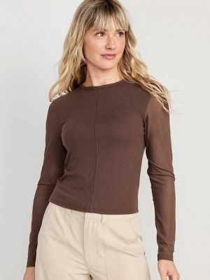 Old Navy UltraLite Mesh-Sleeve Cropped Top French Roast | SRI684712