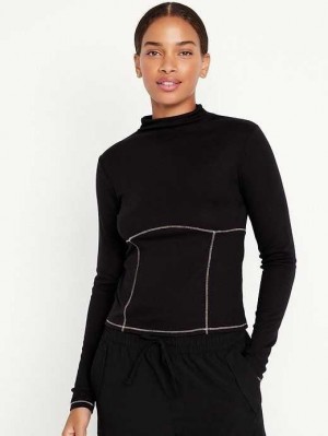 Old Navy UltraLite Mock-Neck Rib-Knit Top Black | VMY428370