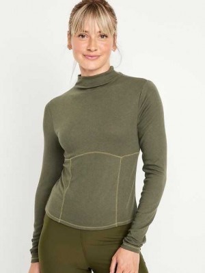 Old Navy UltraLite Mock-Neck Rib-Knit Top Conifer | JWN852197