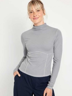 Old Navy UltraLite Mock-Neck Rib-Knit Top Cinder Smoke | FVZ570693