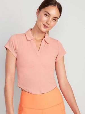 Old Navy UltraLite Rib-Knit Cropped Polo Shirt Coral | JQN380562