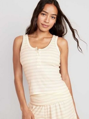 Old Navy UltraLite Rib-Knit Henley Lounge Tank Top Pink / Blue Stripes | WYF096825