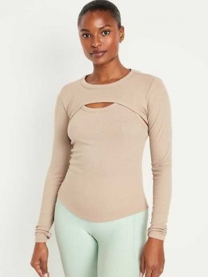 Old Navy UltraLite Rib-Knit Layering Shrug Top Beige | MZA826730