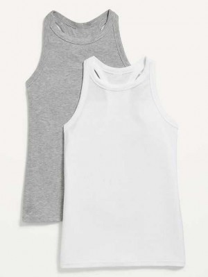 Old Navy UltraLite Rib-Knit Racerback Tank Top 2-Pack White / Grey | PDY439861