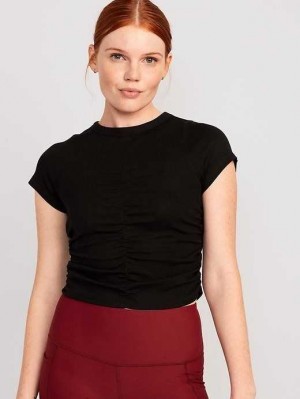 Old Navy UltraLite Rib-Knit Ruched T-Shirt Black | DYP082431