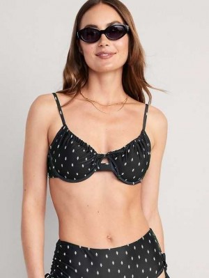 Old Navy Underwire Swim Bikini Top Black | RUQ649517