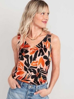 Old Navy V-Neck Sleeveless Satin Top Orange | IRF173854