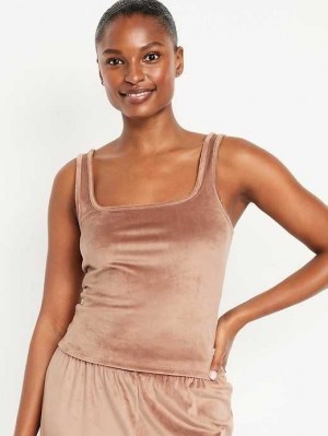 Old Navy Velour Pajama Tank Top Cocoa Fawn | CDM536148