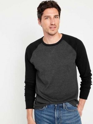 Old Navy Waffle-Knit Built-In Flex Raglan T-Shirt Grey / Black | MWI270159