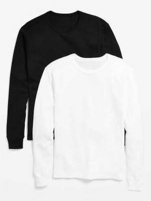 Old Navy Waffle-Knit Built-In Flex T-Shirt 2-Pack Black / White | LMF039251