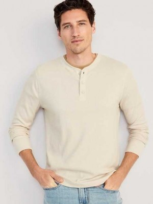 Old Navy Waffle-Knit Henley T-Shirt Beige | GRP906587