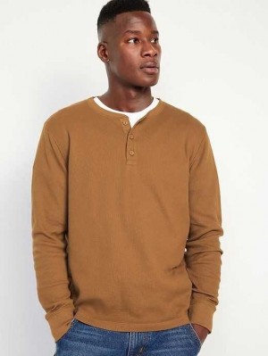 Old Navy Waffle-Knit Henley T-Shirt Burnt Ochre | LWM921748