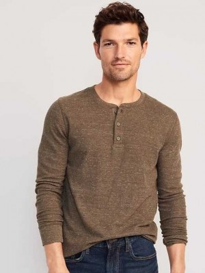 Old Navy Waffle-Knit Henley T-Shirt Coffee | JRA397482