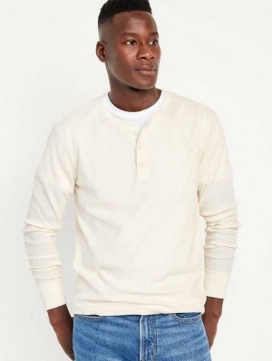 Old Navy Waffle-Knit Henley T-Shirt Creme De La Creme | ZXL285134