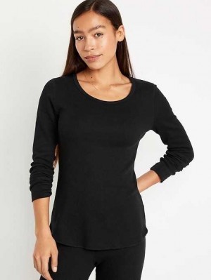 Old Navy Waffle-Knit Pajama Top Black | GJS490158