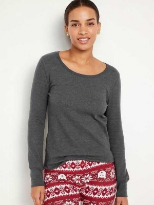 Old Navy Waffle-Knit Pajama Top Dark Grey | XNV947123