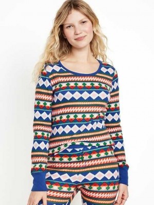 Old Navy Waffle-Knit Pajama Top Geo Fair Isle | ZVM052196