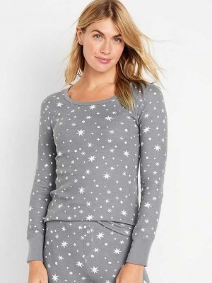 Old Navy Waffle-Knit Pajama Top Grey | JVX268415