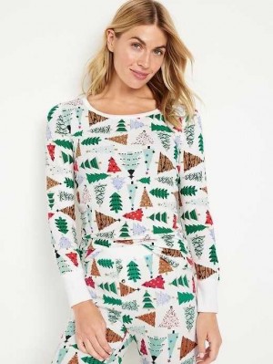 Old Navy Waffle-Knit Pajama Top O Christmas Tree | XNI847950