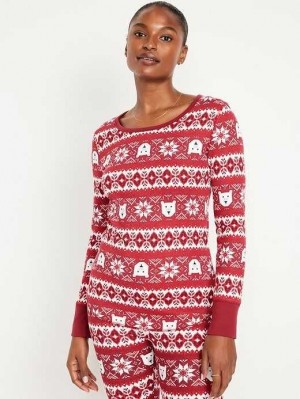 Old Navy Waffle-Knit Pajama Top Red | DSG197352