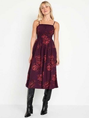 Old Navy Waist-Defined Cami Midi Dress Burgundy | PAI653247