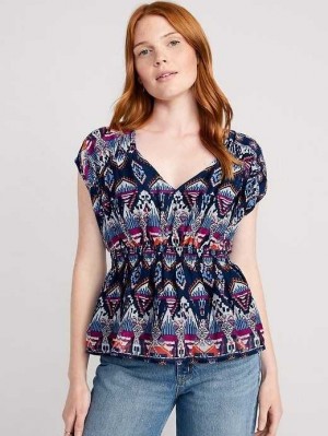 Old Navy Waist-Defined Printed Dolman-Sleeve Top White | AHD283169