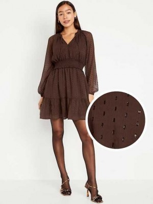 Old Navy Waist-Defined Shine Mini Dress Brown | ORZ235046