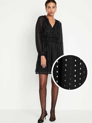 Old Navy Waist-Defined Shine Mini Dress Blackjack | MWF058342