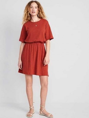 Old Navy Waist-Defined Slub-Knit Mini Dress Fox | GCS913046