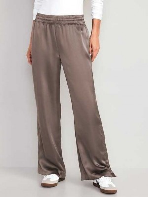 Old Navy Wide-Leg Satin Track Pants Grey | LUB083149