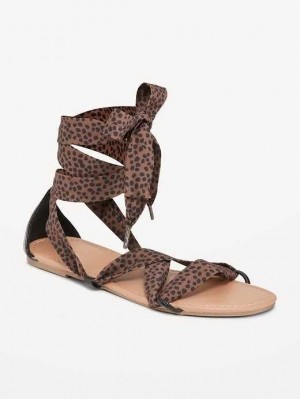 Old Navy Wrap-Tie Scarf Sandal Brown | ZYF265071