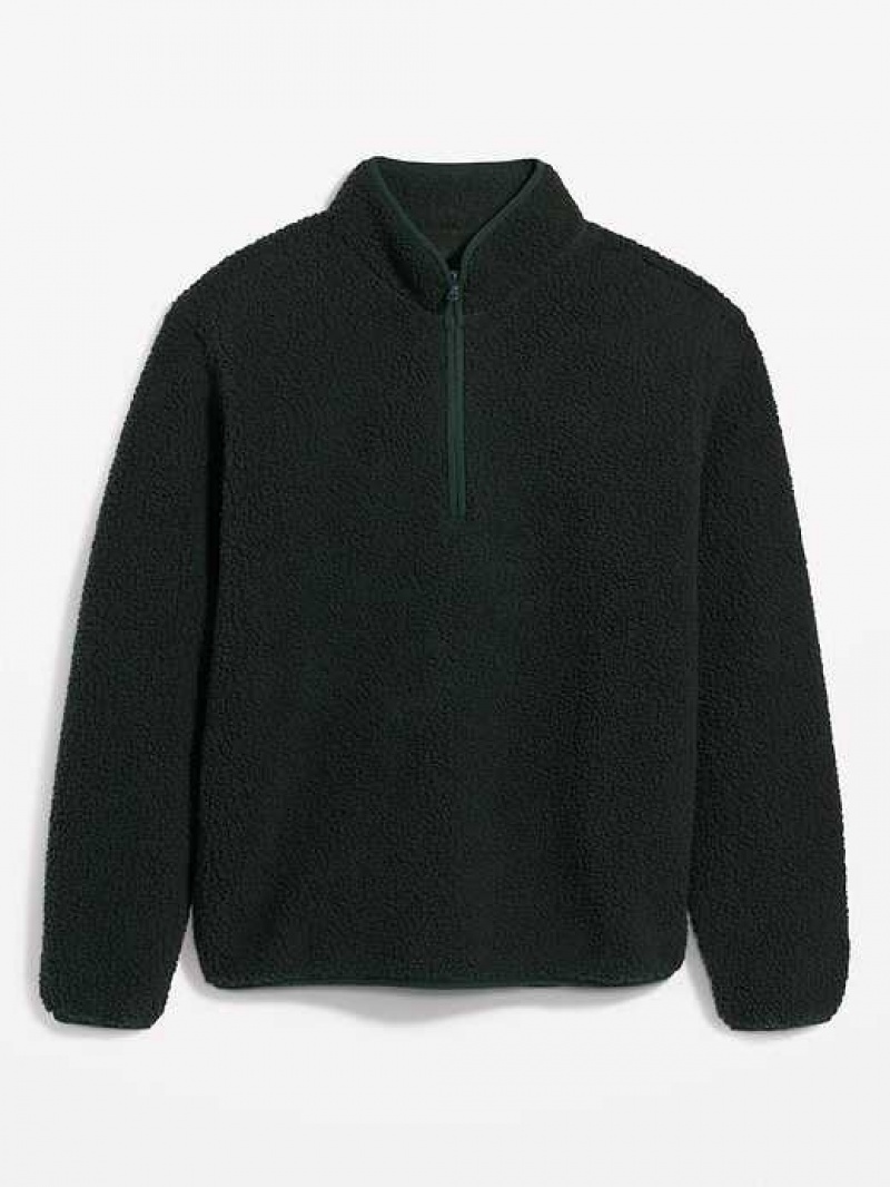 Old Navy 1/4-Zip Sherpa Pullover Dark Bottle | WXY364570