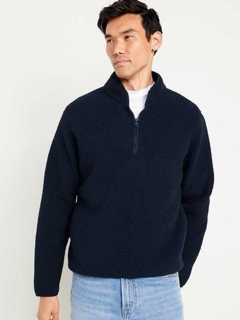 Old Navy 1/4-Zip Sherpa Pullover Navy | NCV820476