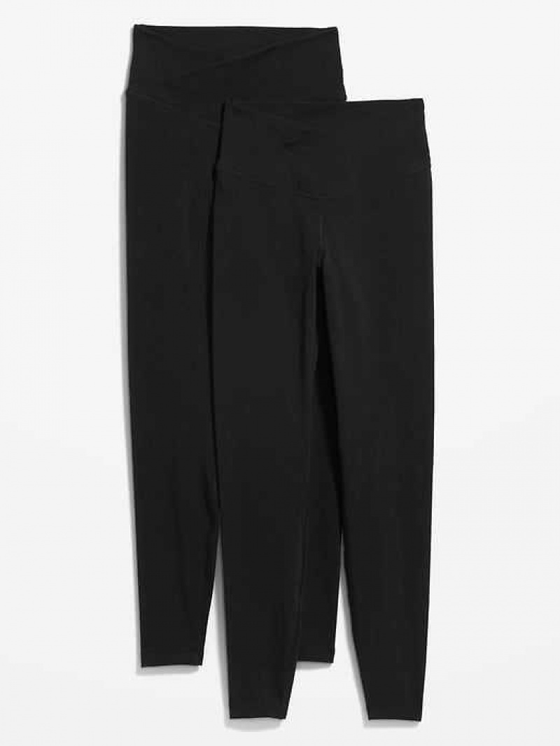 Old Navy 2-Pack Extra High-Waisted PowerChill Crossover 7/8-Length Leggings Black | CYW576328