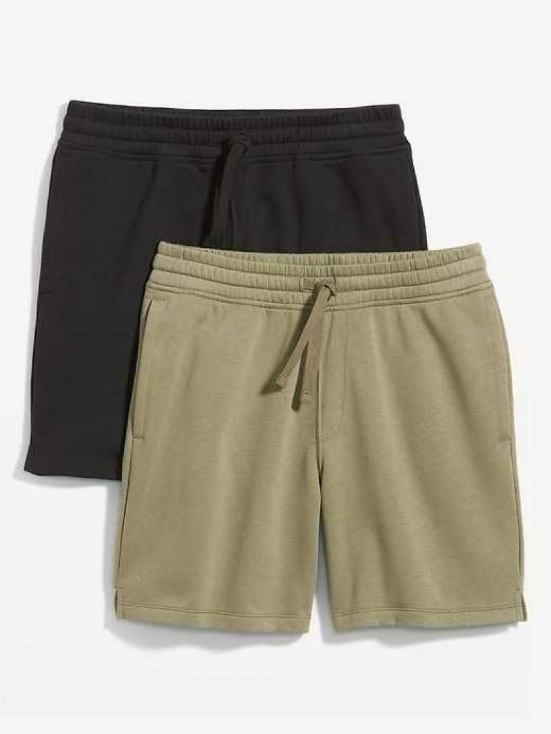 Old Navy 2-Pack Fleece Sweat Shorts Black / Olive | BNR491023