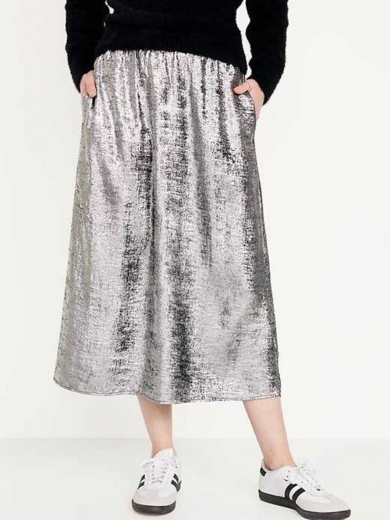 Old Navy A-Line Midi Skirt Silver | HNW543690