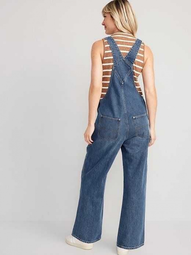 Old Navy Baggy Wide-Leg Non-Stretch Jean Overalls Wash | JWN896425