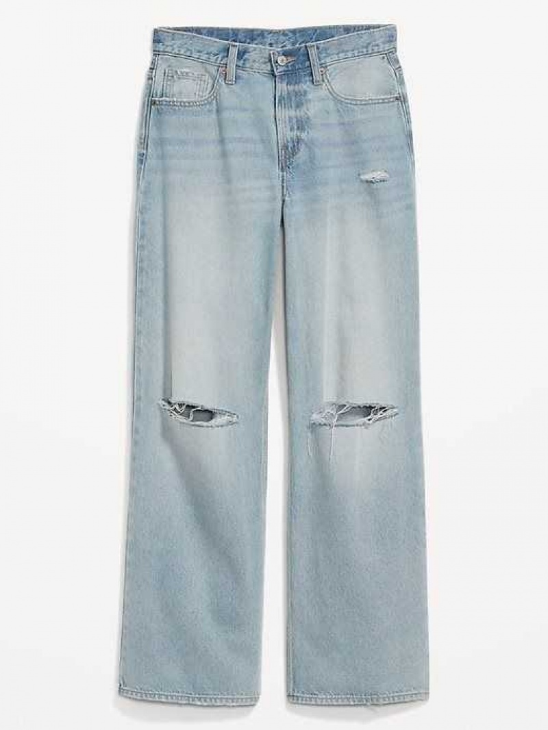 Old Navy Baggy Wide-Leg Non-Stretch Ripped Jeans Light Wash | FKD519740