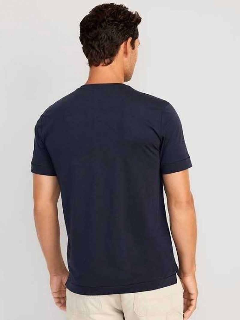 Old Navy Beyond 4-Way Stretch Henley T-Shirt Navy | AGZ356710