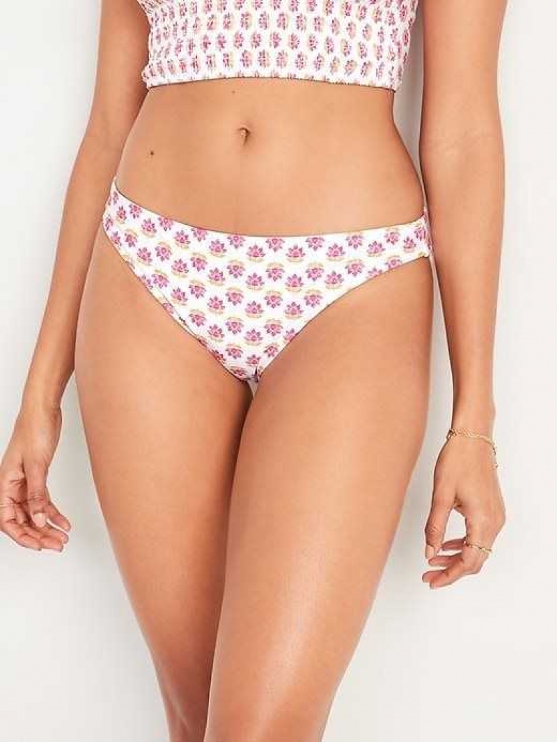 Old Navy Bikini Swim Bottoms White Flower | OMC805924