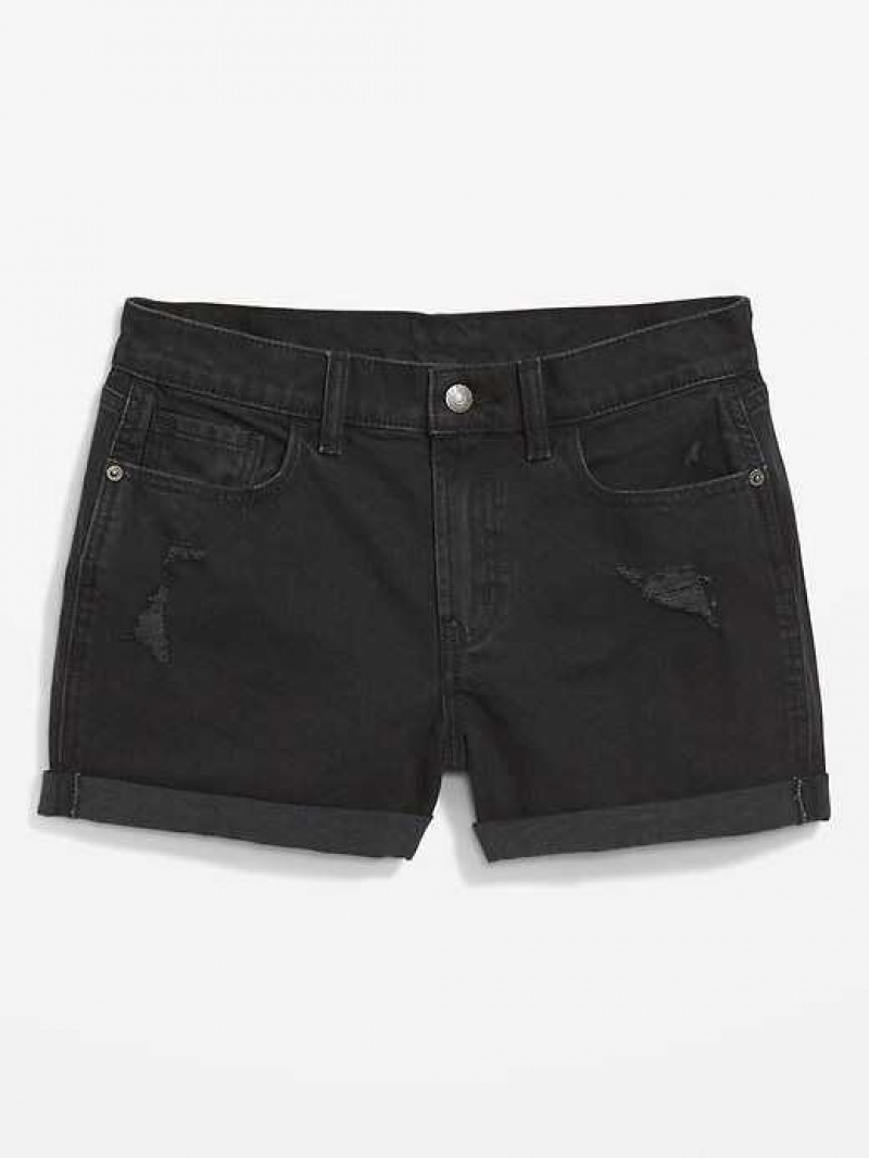 Old Navy Black-Wash Ripped Boyfriend Jean Shorts Black | OKH927613