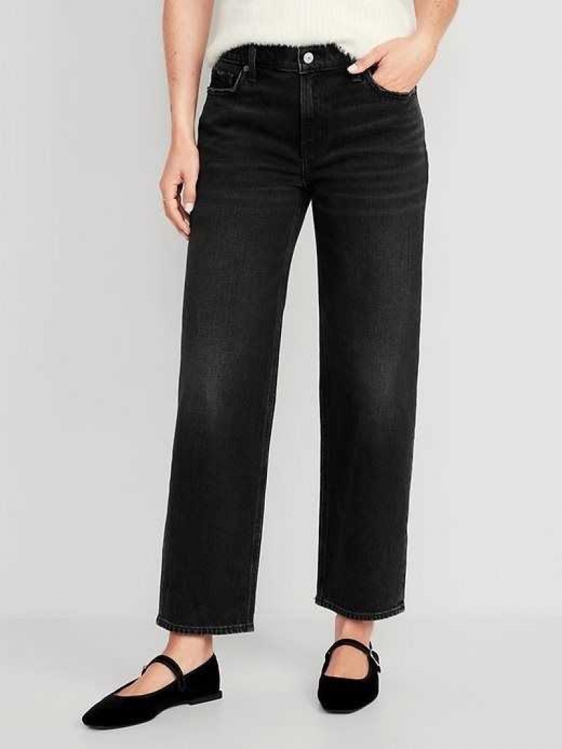 Old Navy Boyfriend Loose Black Jeans Black | DGB396241