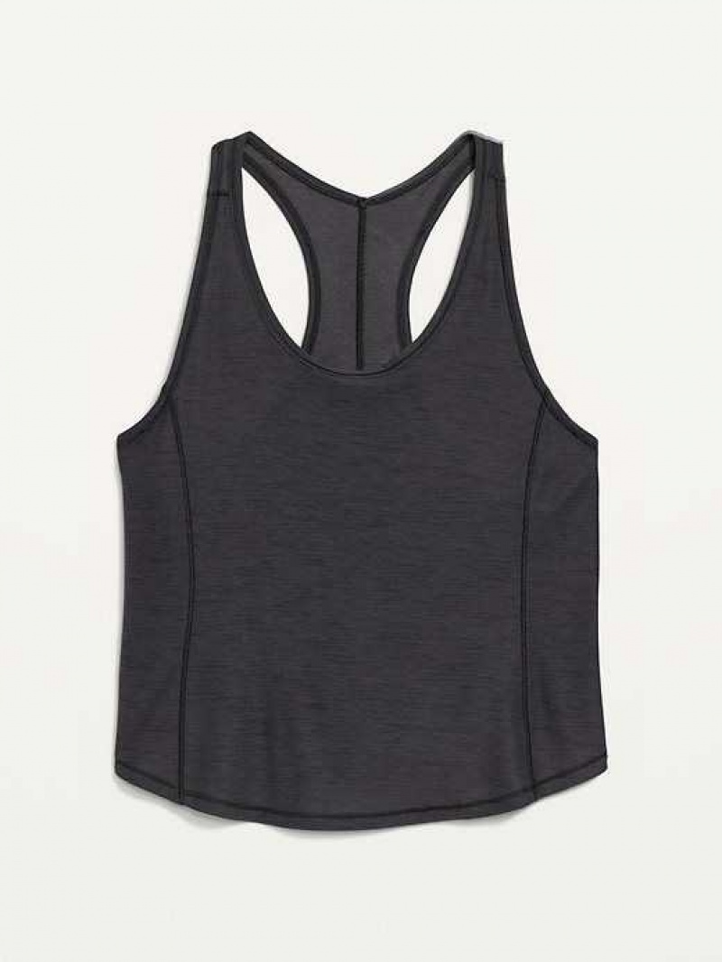 Old Navy Breathe ON Cropped Racerback Tank Top Black | HGQ059618