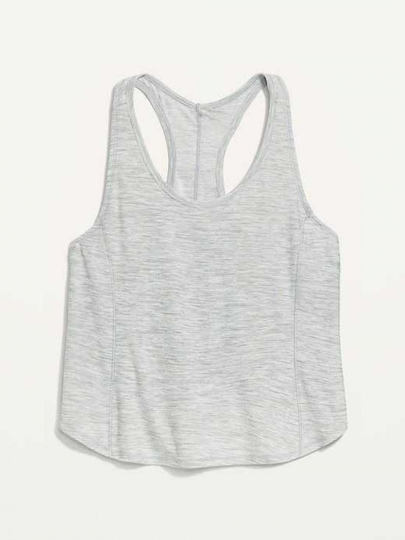 Old Navy Breathe ON Cropped Racerback Tank Top Light Grey | FHS618023