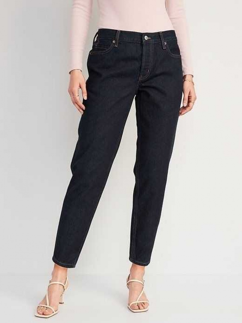 Old Navy Button-Fly Slouchy Taper Black Cropped Non-Stretch Jeans Rinsed | QGB507842