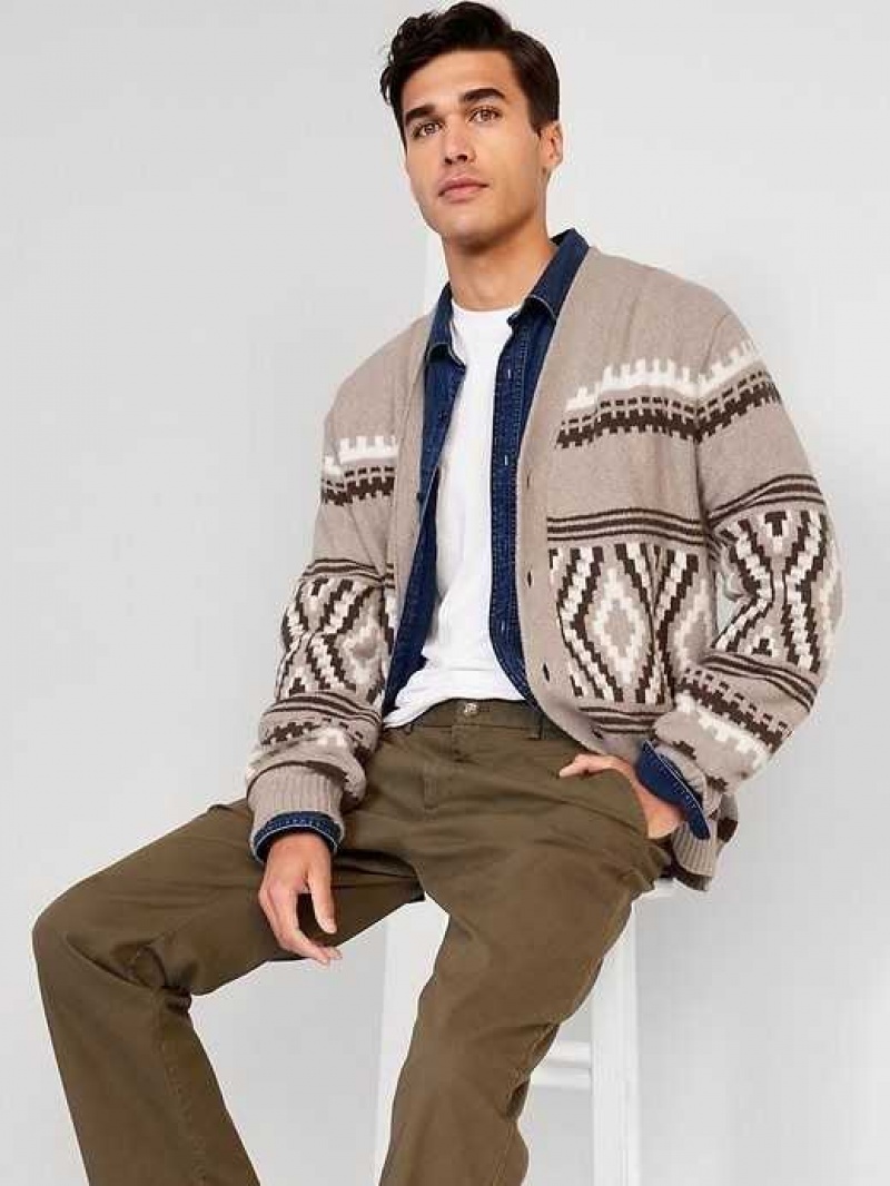 Old Navy Button-Front Fair Isle Cardigan Sweater Neutral Fair Isle | JSQ729154